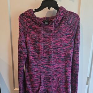 Rue21 Pink and Black Knit Hoodie